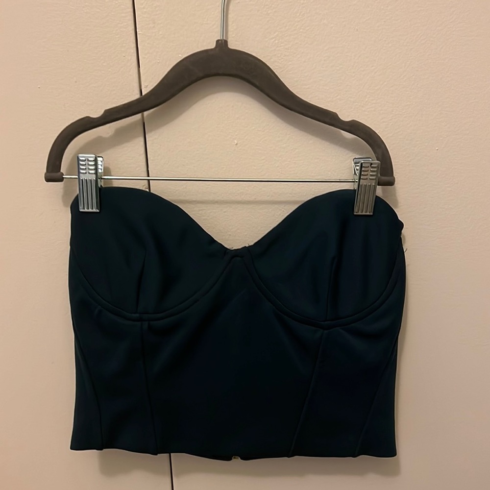 Zara bustier forest green top